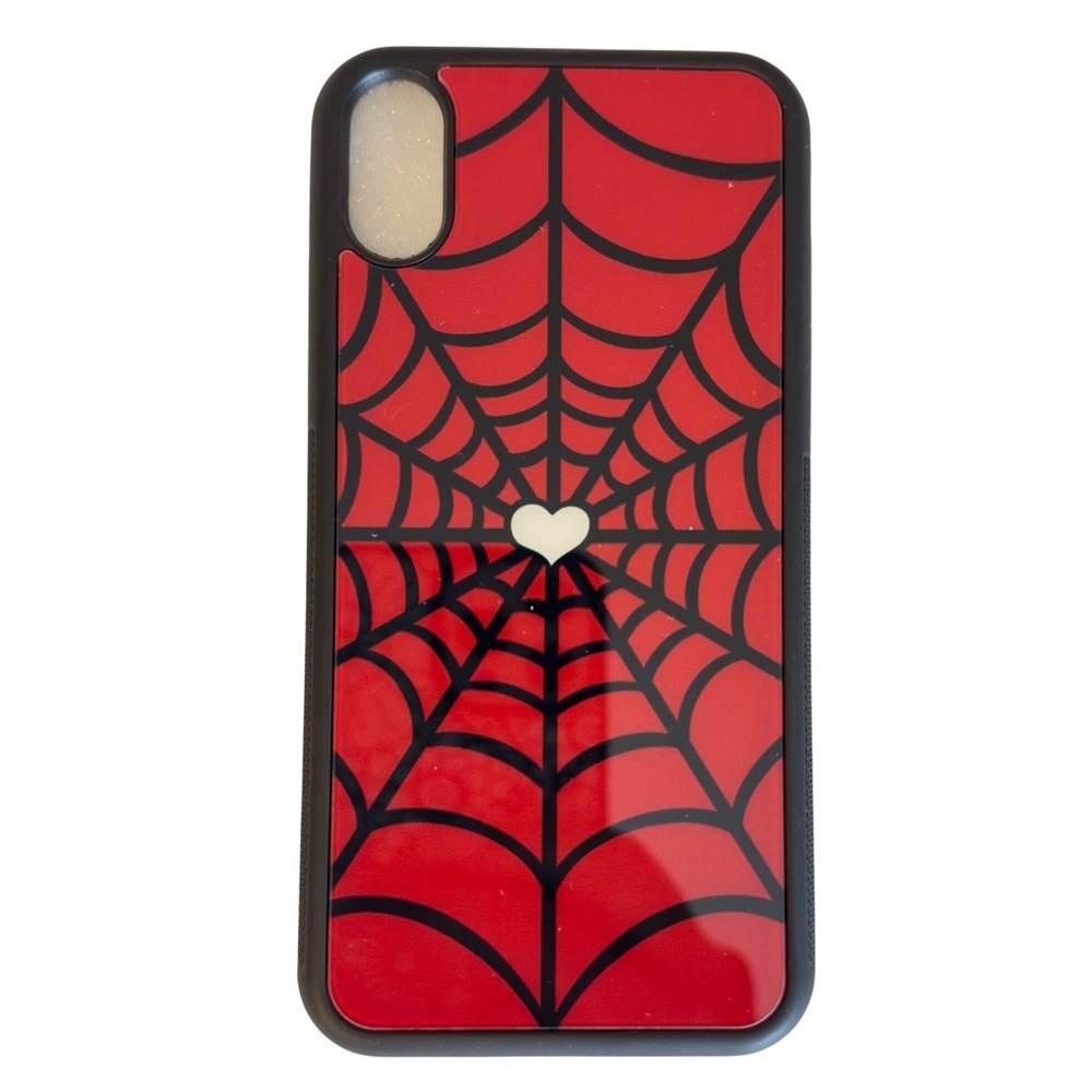 551 | Spider Web Heart iPhone X/XS Case Red Black Aesthetic Y2K Protective Cover